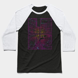 Lodz, Poland City Map Typography - Neon Baseball T-Shirt